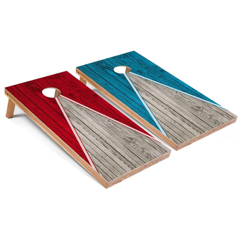Skip's Garage Red and Turquoise Pyramid All-Weather Cornhole Boards - PVC - Include CASE + Edge Lights