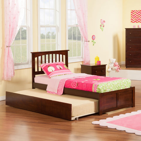 AFI, Mission Twin XL Platform Bed with Footboard & Twin XL Trundle, Walnut