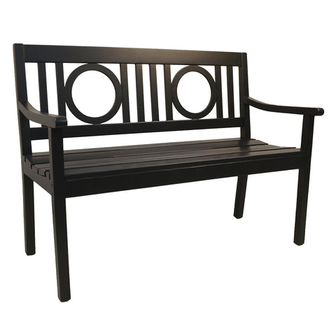 Carolina Chair & Table Edenton 47" Outdoor Garden Bench with Slatted Seat - Comfortable Armrests Solid Wood Artistic Back Bench - Weather-Proof Polyurethane Modern Furniture for Porch, Deck, Sunroom