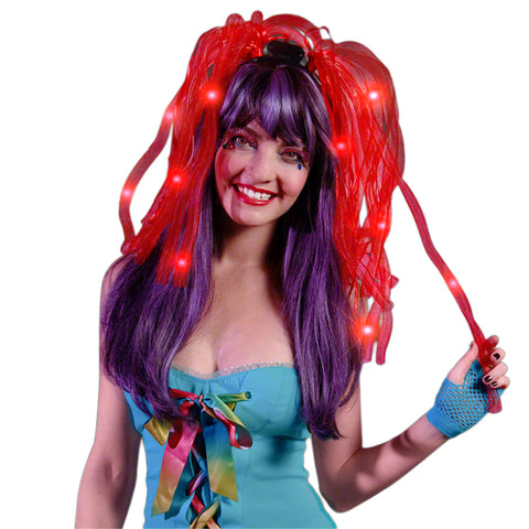 blinkee Red LED Noodle Headband Flashing Dreads - 12 Rich Red LEDs - Virtually Indestructable