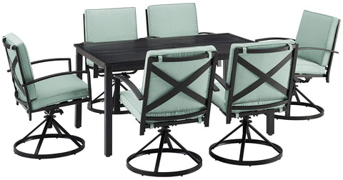 Kaplan 7Pc Outdoor Dining Set Mist/Oil Rubbed Bronze - Table & 6 Swivel Chairs