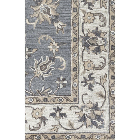 Rizzy Home Alora Decor Liberty 9' x 12' Border Gray/Tan/Ivory Hand-Tufted Area Rug