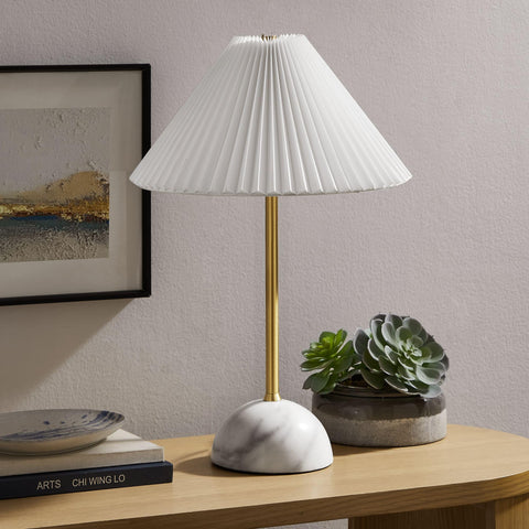 Modway Illusion Dome Marble Base Table Lamp in Brass