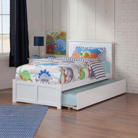 Atlantic Furniture AR8222012 Nantucket Platform Bed with Twin Size Urban Trundle, Twin, White