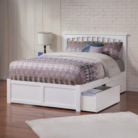 AFI Mission Platform Bed with Footboard & Storage Drawers