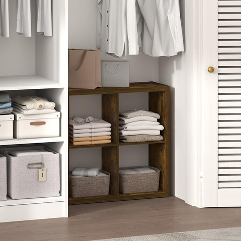 Furinno Cubic Closet Organizers and Storage, 4-Cube Closet Organizer, Open Shelf Closet Storage, Extra Thick Frame for Wardrobe, Bedroom, Living Room, Amber Pine