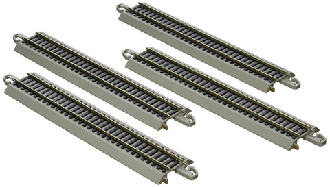 Bachmann Trains E-Z TRACK REVERSING 9" STRAIGHT (4/card) - NICKEL SILVER Rail With Grey Roadbed - HO Scale