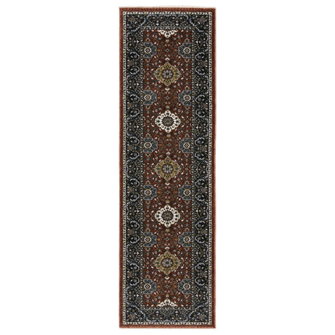 Oriental Weavers Vivian Area Rug - VI04B - 2'3" x 7'6" - in Red/Navy - Vintage Inspired, Stain Resistant, Family and Pet Friendly, Entryway, Hallway Runner Rug