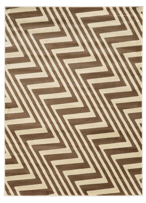 Linon Roma Zigzag Charcoal/Grey Rug Brown/Ivory 5' x 7'6" 5' x 8' Living Room Beige