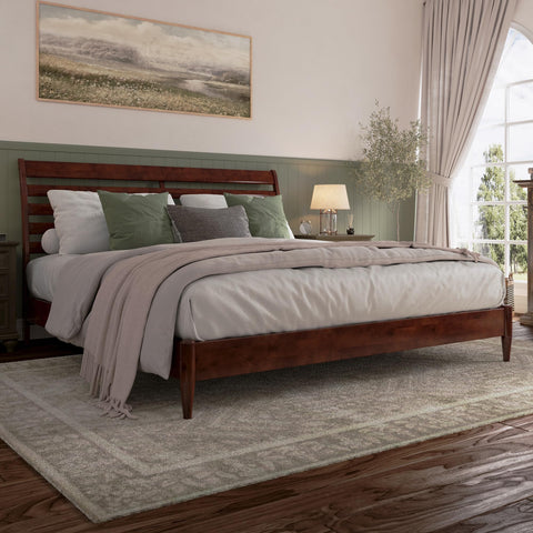 AFI, Savannah King Solid Wood Low Profile Platform Bed, Walnut