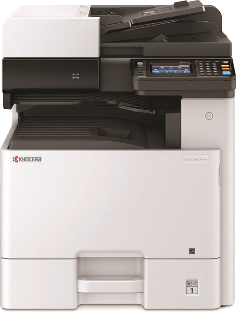 Kyocera 1102P42US0 Model ECOSYS M8124cidn Color A3 MFP Multi-Function Laser Printer (Print/Scan/Copy/Fax), 24 ppm Color, Resolution 600 x 600 dpi Up To Fine 1200 x 1200 dpi, Duplex, HyPAS Capable