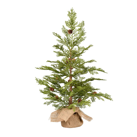 Vickerman 24" Cedar Pine Artificial Christmas Tree, Unlit - Faux Table Top Christmas Tree - Seasonal Indoor Home Decor