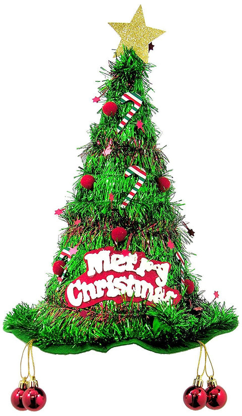 Forum Novelties Adult Christmas Tree Tinsel Hat, Green, One Size
