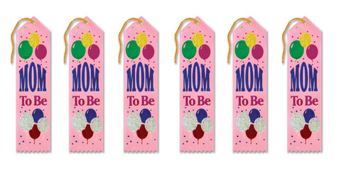 Beistle Mom to be Award Ribbons, 2 by 8-Inch, 6-Pack