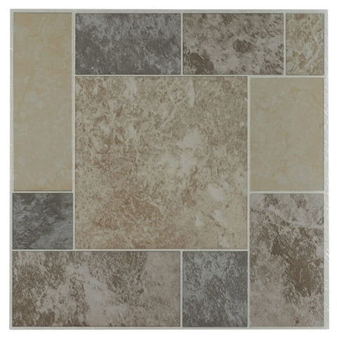 Nexus Self Adhesive 12-Inch Vinyl Floor Tiles, 20 Tiles - 12" x 12", Ancient Beige Mosaic Pattern - Peel & Stick, DIY Flooring for Kitchen, Dining Room, Bedrooms & Bathrooms by Achim Home Decor