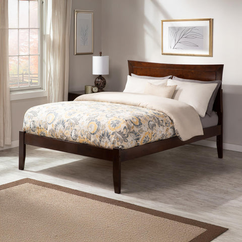 AFI Metro Full Size Platform Bed with Charging Station in Walnut
