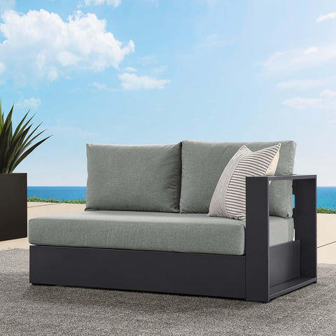 Modway Tahoe Aluminum Modular Right-Facing Outdoor Patio Loveseat Gray with Weather-Resistant Cushions, Couch for Garden Backyard, Poolside