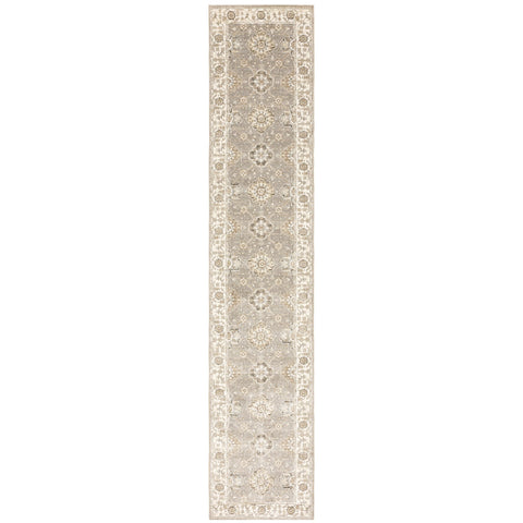Oriental Weavers Andorra Area Rug - 8929H - 2'6" x 12' - in Grey/Ivory - Vintage Inspired, Stain Resistant, Family and Pet Friendly, Entryway, Hallway Runner Rug