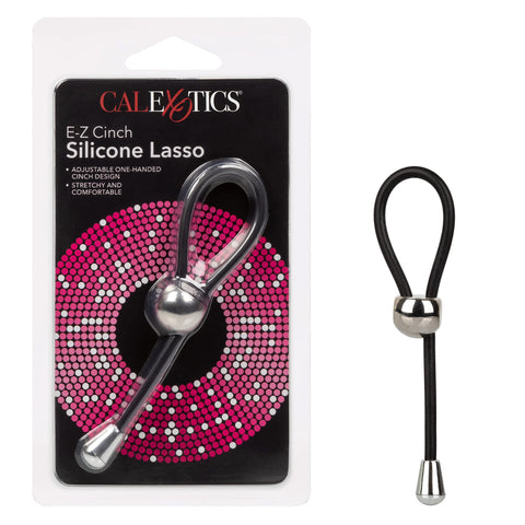 CalExotics EZ Cinch Silicone Lasso Ring – Enhancer Pleasure Ring Sex Toy - Enhancement Cock Ring - Adult Stimulating Toys for Men and Couples – Black
