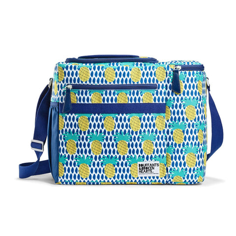 Foundry by Fit + Fresh, Brooks Dual-Compartment Insulated Cooler Bag with Wine Cooler Compartment, Food & Beverage Beach Bag, Picnic Basket, Perfect for Tailgating & Camping Accessories, Pineapple