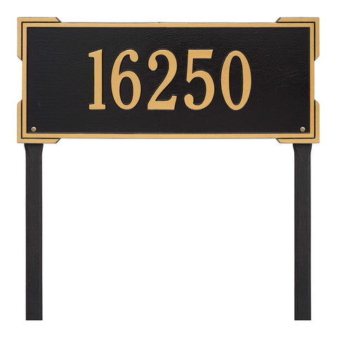 Personalized Roanoke Estate 1-Line Lawn Plaque in Black and Gold