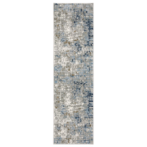 Oriental Weavers Easton Area Rug - 011E3-2'3" x 7'6" - in Blue/Ivory - Modern Style, Stain Resistant, Family and Pet Friendly, Entryway, Hallway Runner Rug