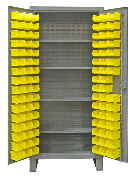 Durham Extra Heavy Duty Welded 12 Gauge Steel Cabinet with 96 Bins, HDC36-96-4S95, 1900 lbs Shelf Capacity, 24" Length x 36" Width x 78" Height, 4 Shelves