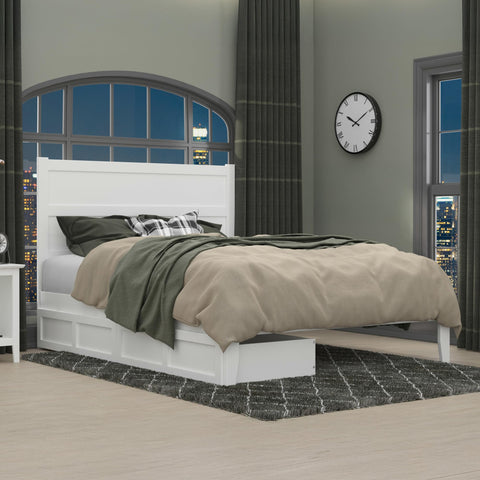 AFI, NoHo Queen Platform Bed with Set of 2 Under-Bed Storage Drawers, White