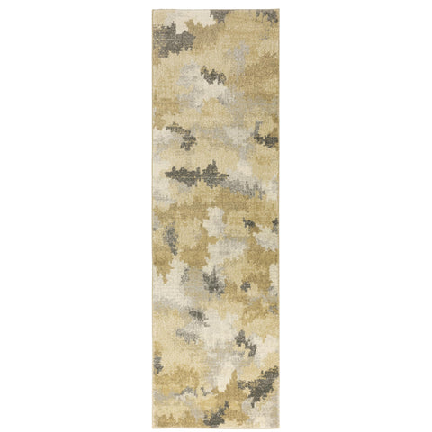 Oriental Weavers Astor Area Rug - 2268Z - 2'3" x 7'6" - in Beige/Gold - Modern Style, Stain Resistant, Family and Pet Friendly, Entryway, Hallway Runner Rug