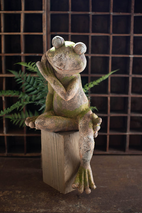 KALALOU CHE1473 Faux Concrete Frog - Large
