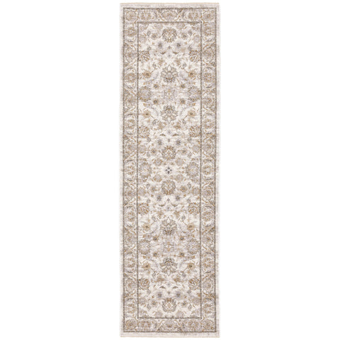 Oriental Weavers Maharaja Area Rug - 070W1-2'3" x 7'6" - in Ivory/Grey - Vintage Inspired, Stain Resistant, Family and Pet Friendly, Entryway, Hallway Runner Rug