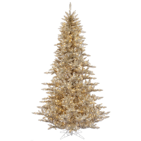 Vickerman 4.5' Champagne Fir Artificial Christmas Tree, Warm White Dura-lit LED Lights - Faux Champagne Christmas Tree - Seasonal Indoor Home Decor