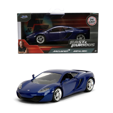 Jada Fast & Furious McLaren MP4-12C – 1:32 Scale Die-Cast Metal Car Toys – Highly Detailed Model with Opening Doors – Collectible Toy for Fans and Enthusiasts – Blue Finish