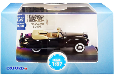 Oxford Models 1941 Lincoln Continental Convertible Black with Tan Interior 1/87 (HO) Scale Diecast Model Car by Oxford Diecast 87LC41006