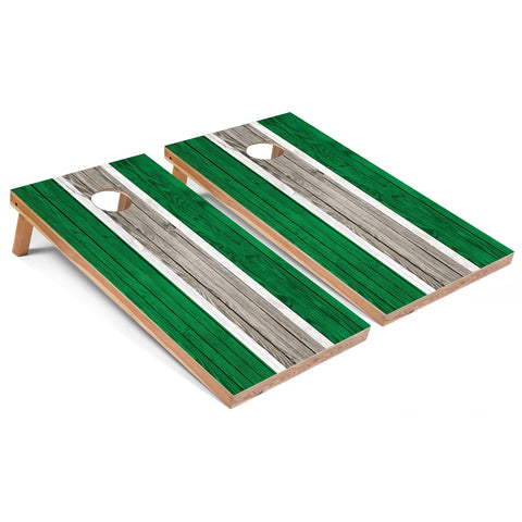 Skip's Garage Kelly Striped All-Weather Cornhole Boards - PVC - Include Hole + Edge Lights