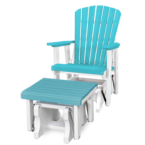 American Furniture Classics Fan Back Glider and Ottoman Glider in Aruba Blue/White