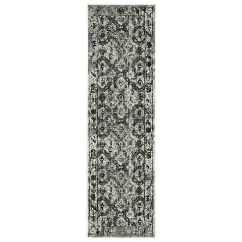 Oriental Weavers Gemini Area Rug - 1003E - 2'3" x 7'6" - in Charcoal/Grey - Modern Style, Stain Resistant, Family and Pet Friendly, Entryway, Hallway Runner Rug