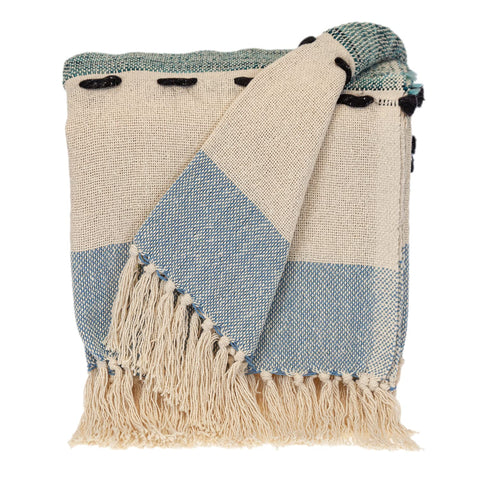 Parkland Collection Transitional Vereigated Blue Rectangle 50 x 60 Throw