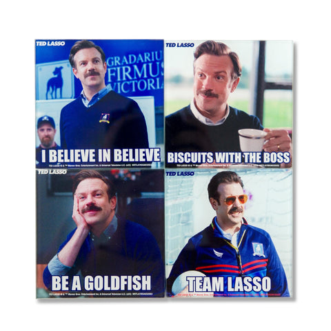 Ted Lasso Quotes Glass Drink Coasters, Set of 4 | Table Protection for Home Kitchen