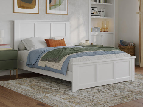 Charlotte Full Solid Wood Low Profile Platform Bed with Matching Footboard in White