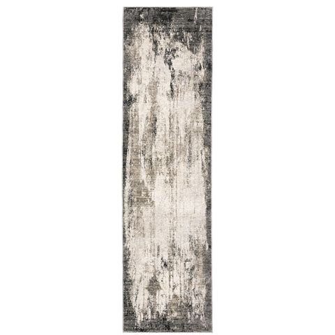 Oriental Weavers Nebulous Area Rug - 7151E - 2'3" x 7'6" - in Grey/Ivory - Modern Style, Stain Resistant, Family and Pet Friendly, Entryway, Hallway Runner Rug