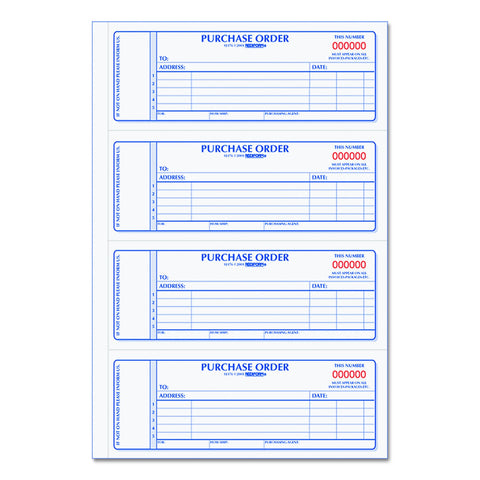 Rediform Purchase Order Book, Manifold Cover, Carbonless Duplicate Forms, 2.75" x 7", 400 Numbered Sets (1L176)