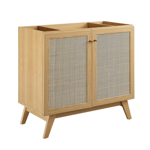 Modway Soma Rattan Weave Bathroom Vanity Cabinet (Sink Basin Not Included), 36 Inch, Walnut