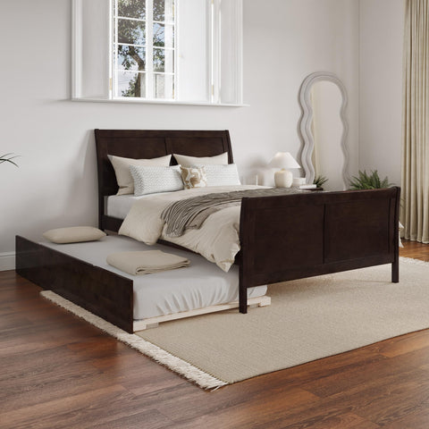 AFI, Portland Full Platform Bed with Matching Footboard with Twin Trundle, Espresso