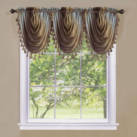 ACHIM Soft Waterfall Valance Window Curtains - 46 Inch Width, 40 Inch Length - Ombre (Chocolate) - Light Filtering Decorative Polyester Drapes for Bedroom Living & Dining Room Home Decor