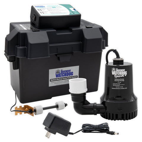 THE BASEMENT WATCHDOG Model BWSP 2,600 GPH at 0 ft. and 1,850 GPH at 10 ft. Special CONNECT Battery Backup Sump Pump System with WiFi-Capable 24-Hour-a-Day Monitoring Controller
