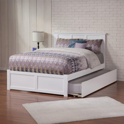 AFI, Madison Queen Platform Bed with Footboard & Twin XL Trundle, White