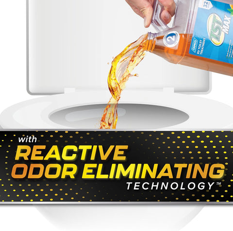 Camco TST MAX Camper/RV Toilet Treatment - Features Septic Safe Formula & Stops Odors Up to 7 Days – Orange Scent, 64 oz (41195)