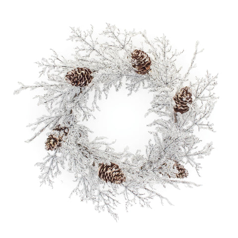 Melrose International Iced Twig Pinecone Wreath 24" D