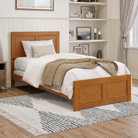 AFI, Canyon Twin XL Foundation Bed Frame with Matching Footboard, Light Toffee